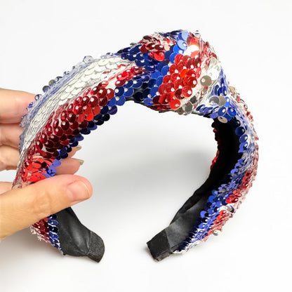 Patriotic Sequin Headband | Red, White & Blue Statement Accessory
