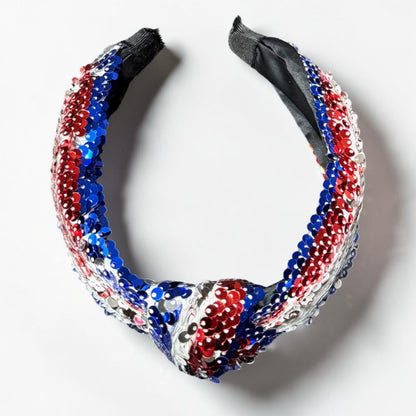 Patriotic Sequin Headband | Red, White & Blue Statement Accessory