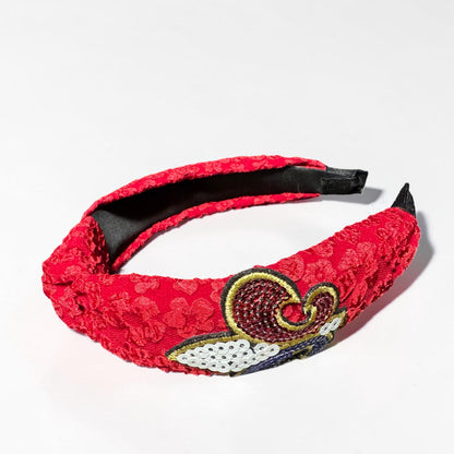 Red White Blue Fleur De Lis Top Knot Headband | Handmade Louisiana Patriotic Statement Accessory