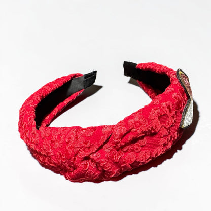 Red White Blue Fleur De Lis Top Knot Headband | Handmade Louisiana Patriotic Statement Accessory