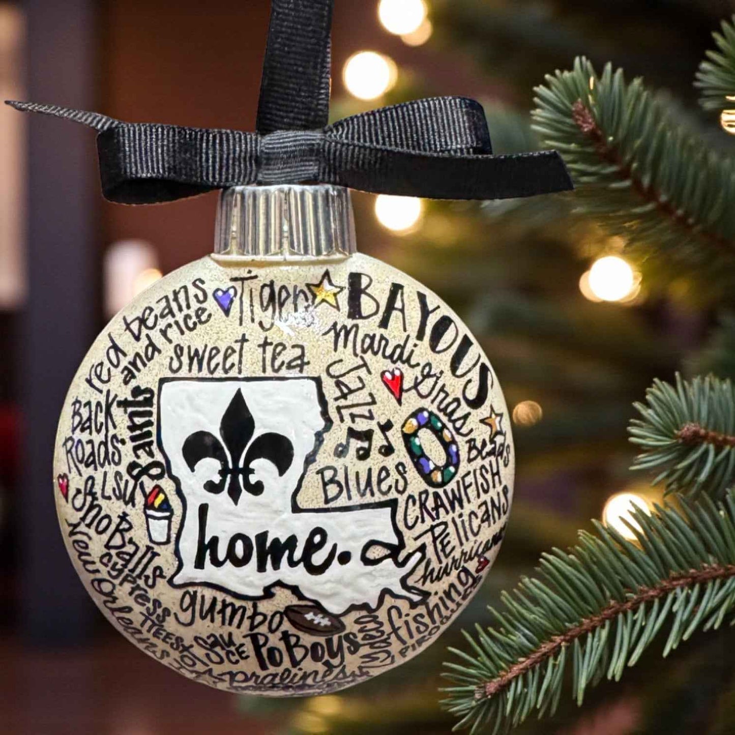 Louisiana Is Home Ornament – Hand-Painted LA Christmas Decor Personalized