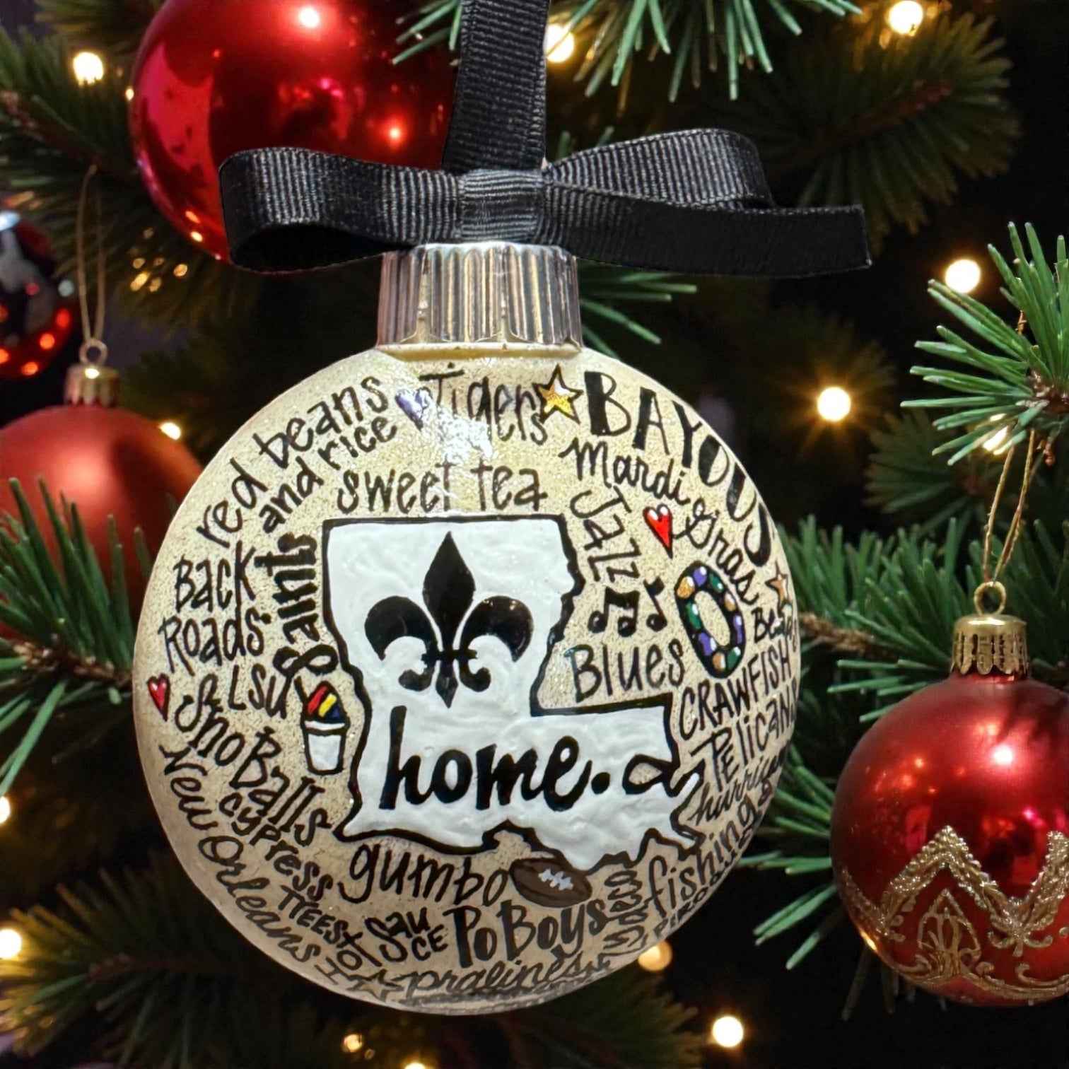 Louisiana Is Home Ornament – Hand-Painted LA Christmas Decor Personalized