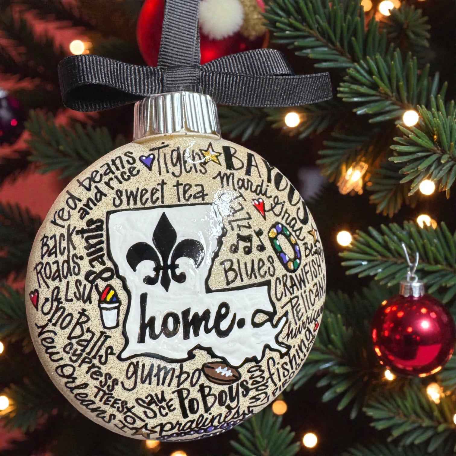 Louisiana Is Home Ornament – Hand-Painted LA Christmas Decor Personalized