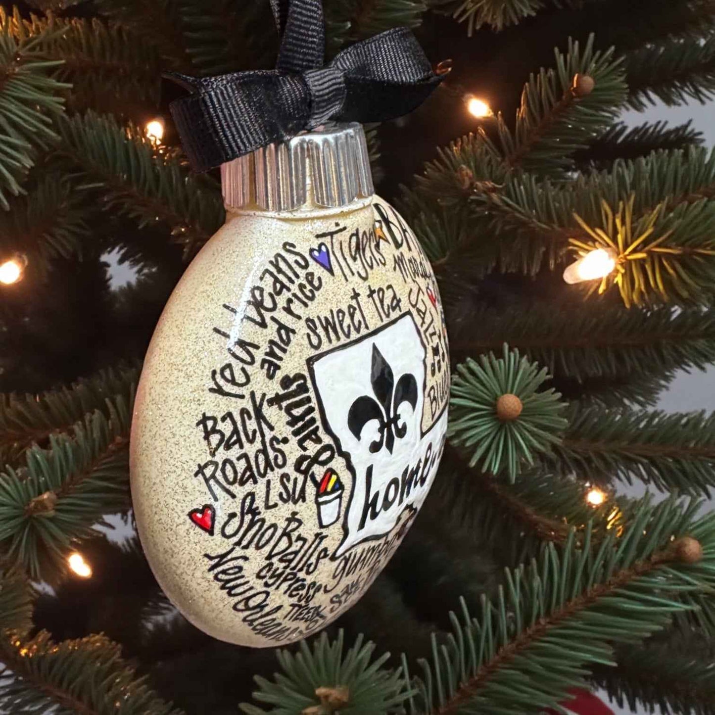 Louisiana Is Home Ornament – Hand-Painted LA Christmas Decor Personalized