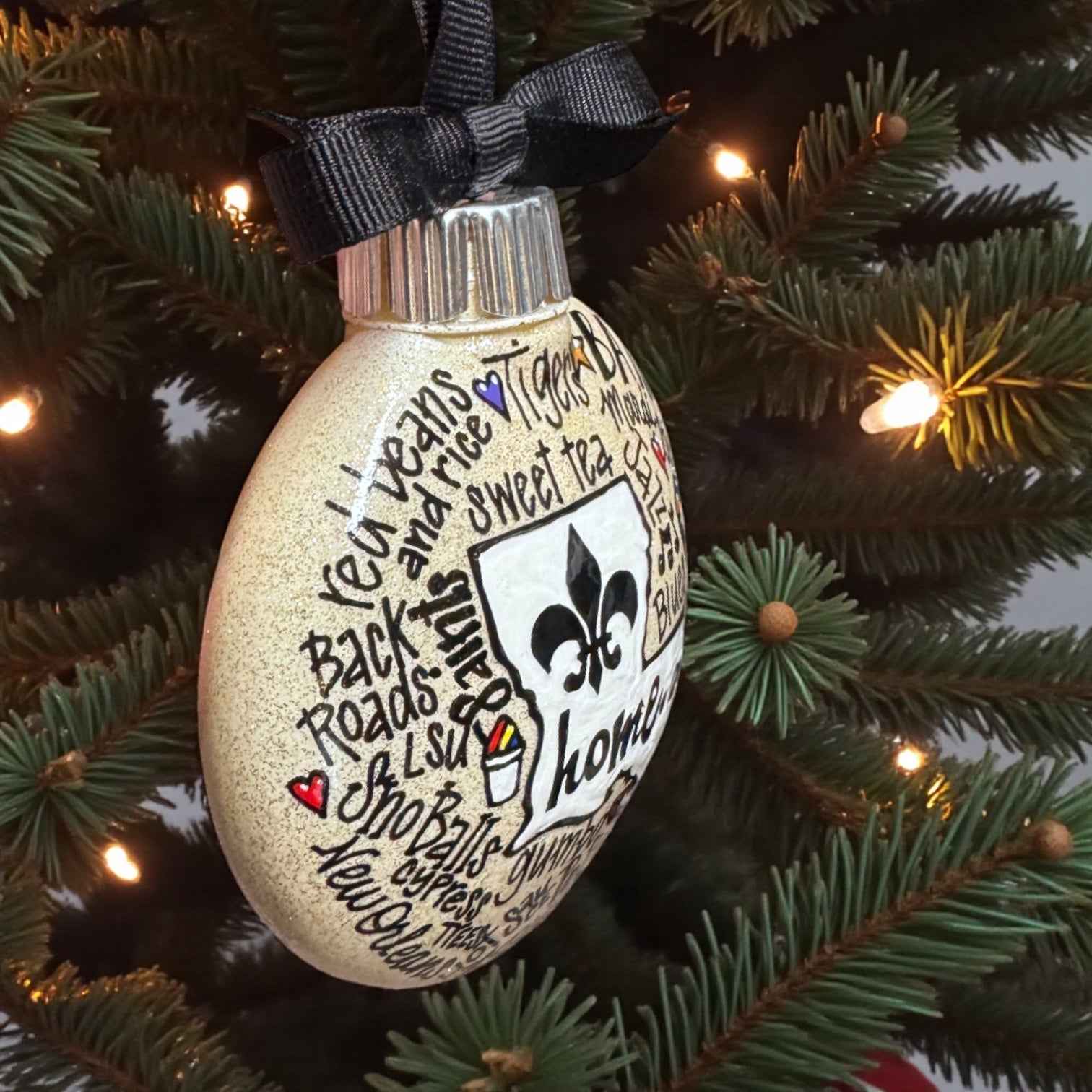 Louisiana Is Home Ornament – Hand-Painted LA Christmas Decor Personalized