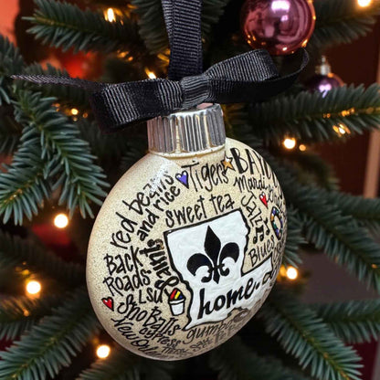 Louisiana Is Home Ornament – Hand-Painted LA Christmas Decor Personalized