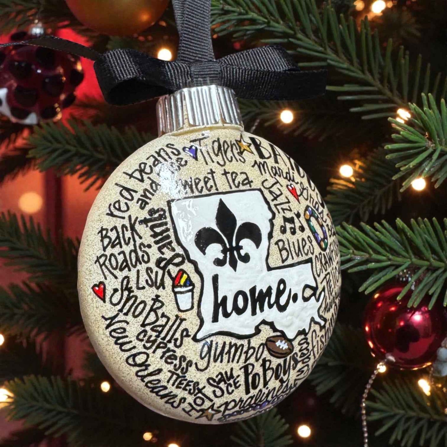 Louisiana Is Home Ornament – Hand-Painted LA Christmas Decor Personalized
