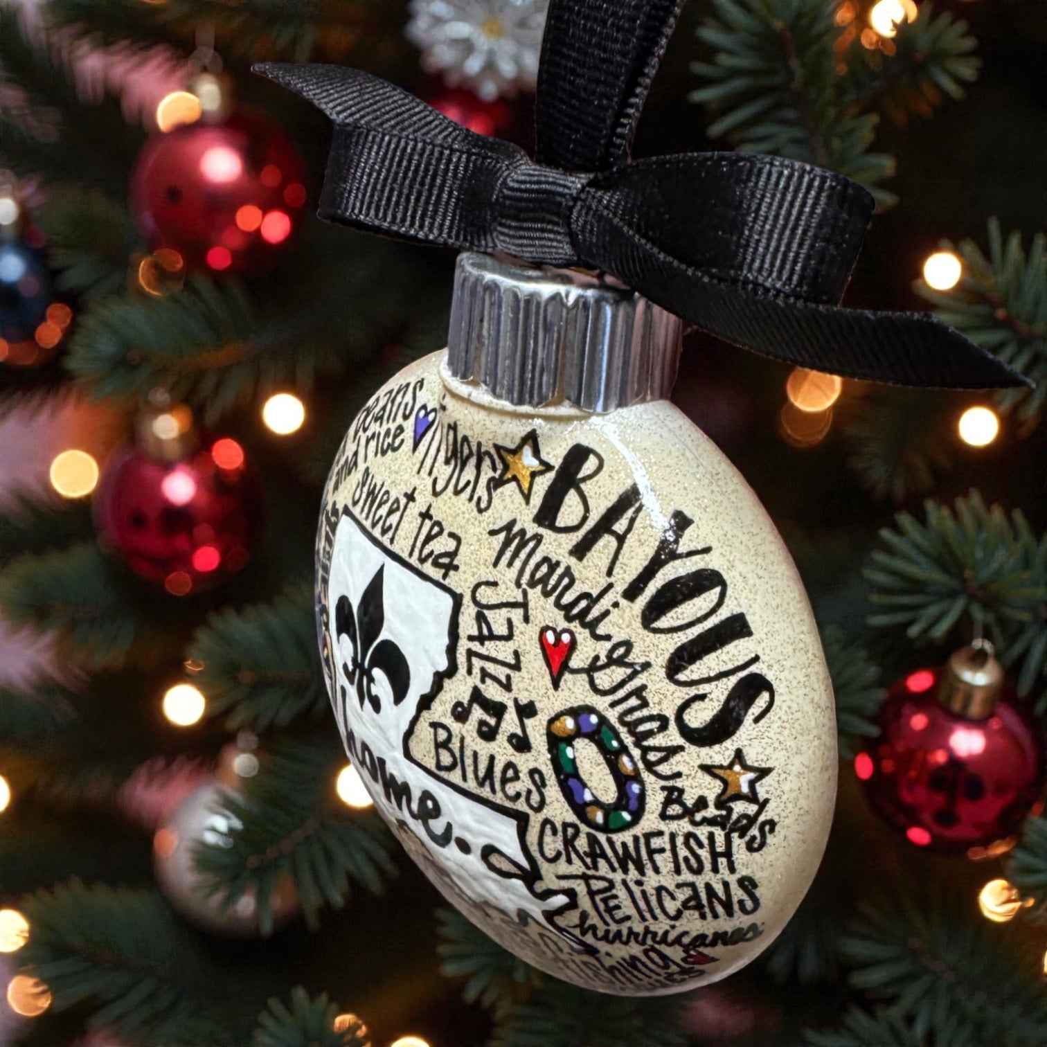 Louisiana Is Home Ornament – Hand-Painted LA Christmas Decor Personalized