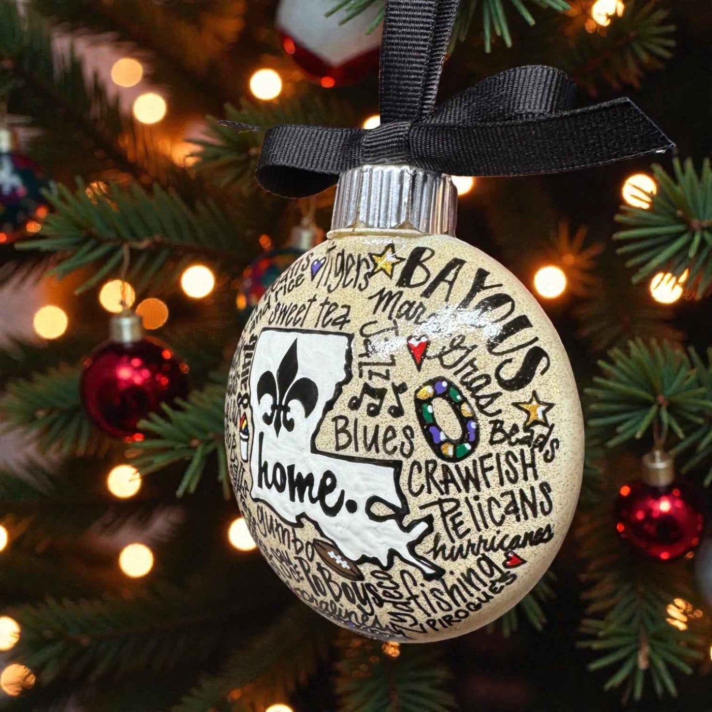 Louisiana Is Home Ornament – Hand-Painted LA Christmas Decor Personalized