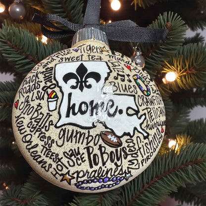 Louisiana Is Home Ornament – Hand-Painted LA Christmas Decor Personalized