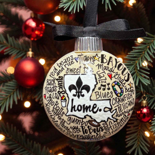 Louisiana Is Home Ornament – Hand-Painted LA Christmas Decor Personalized