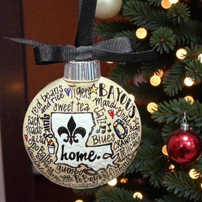 Louisiana Is Home Ornament – Hand-Painted LA Christmas Decor Personalized