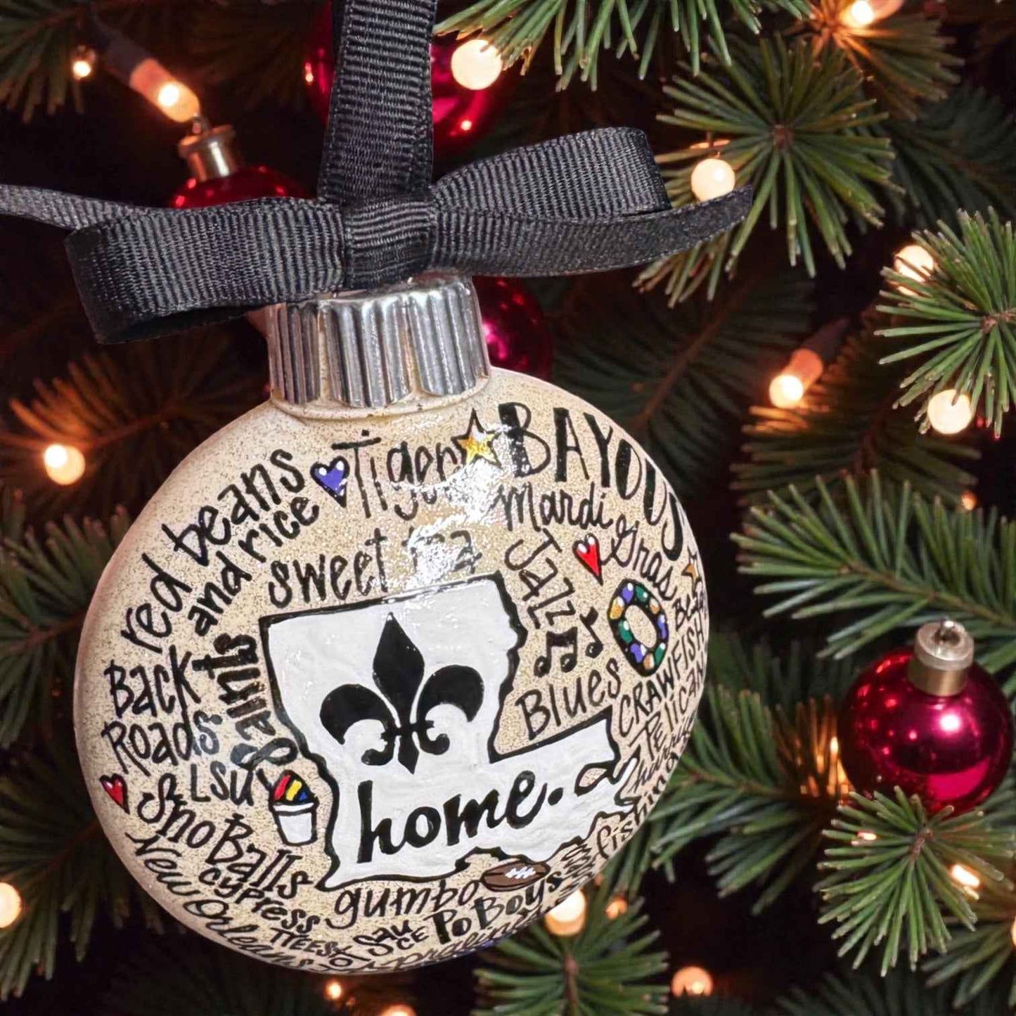 Louisiana Is Home Ornament – Hand-Painted LA Christmas Decor Personalized