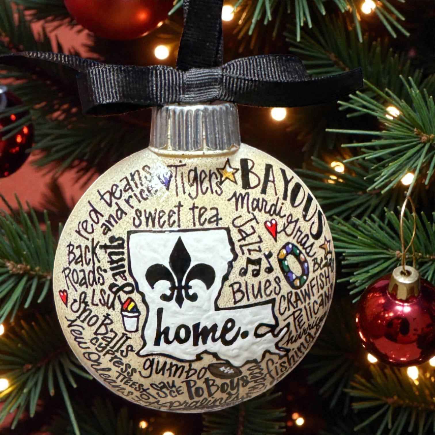 Louisiana Is Home Ornament – Hand-Painted LA Christmas Decor Personalized