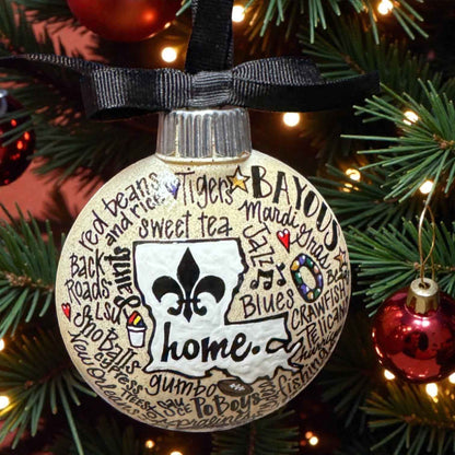 Louisiana Is Home Ornament – Hand-Painted LA Christmas Decor Personalized