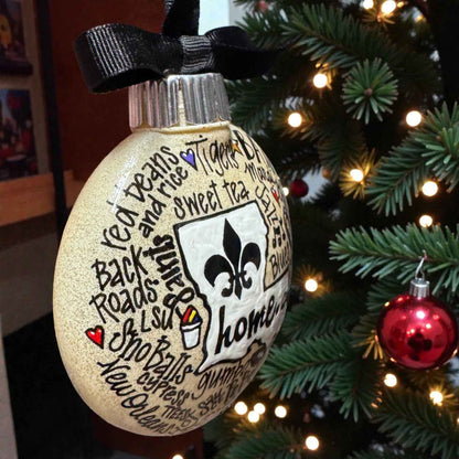 Louisiana Is Home Ornament – Hand-Painted LA Christmas Decor Personalized