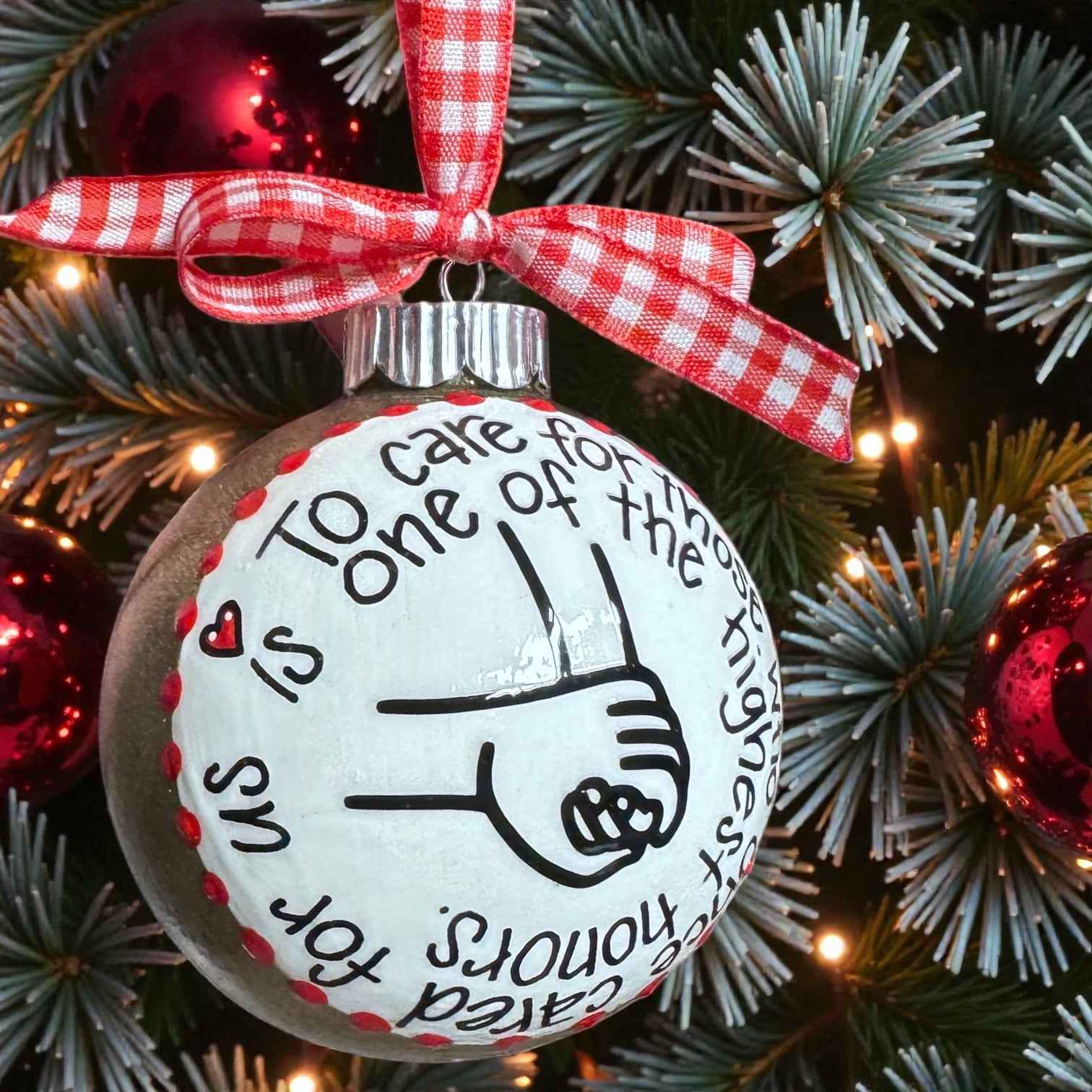 “To Care for Those Who Once Cared for Us” – Hand-Painted Caregiver Ornament