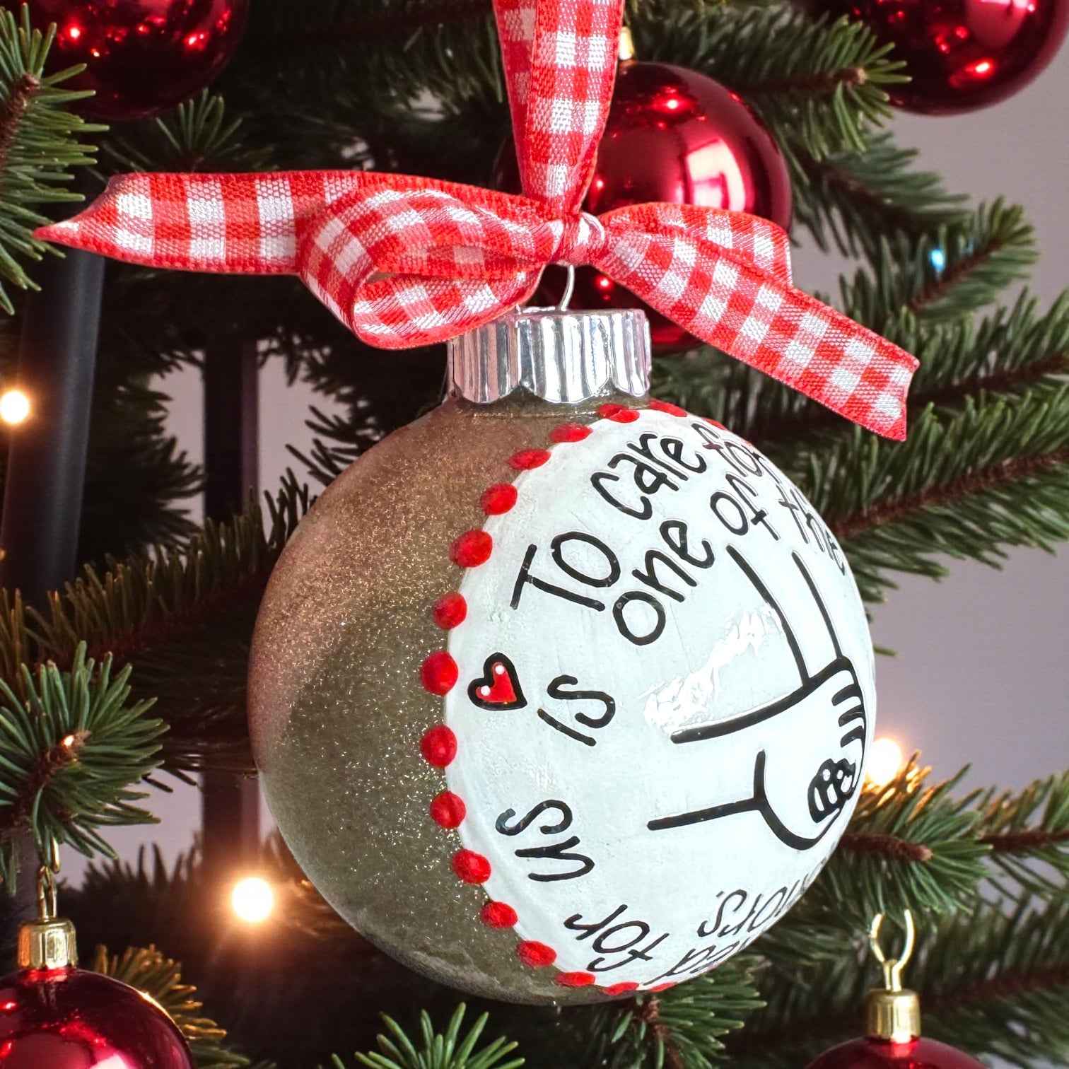 “To Care for Those Who Once Cared for Us” – Hand-Painted Caregiver Ornament