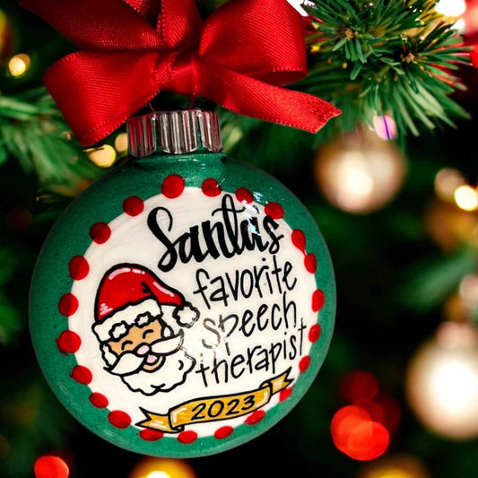 Santa’s Favorite Speech Therapist – Hand-Painted Christmas Ornament