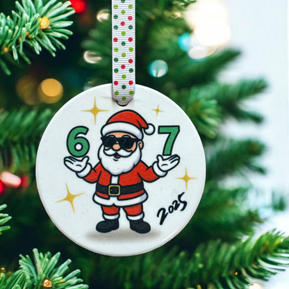 Santa Claus “6–7” Ceramic Christmas Ornament – Gen Z Custom Holiday Gift