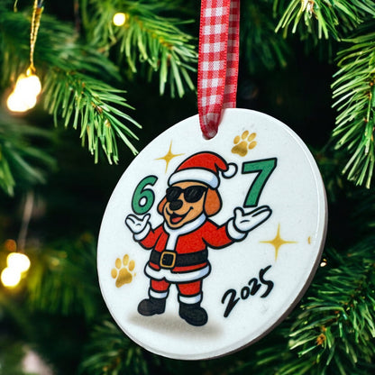 Santa Paws “6–7” Ceramic Christmas Ornament – Gen Z Custom Holiday Gift