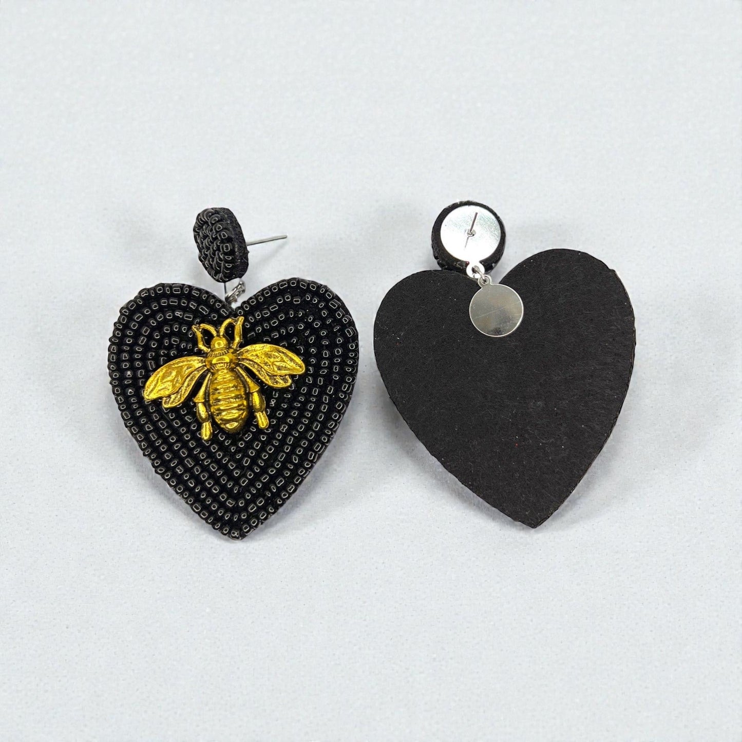 Rhinestone Bee Earrings | Black & Gold Bumblebee Statement Earrings | Honeybee Beaded Earrings