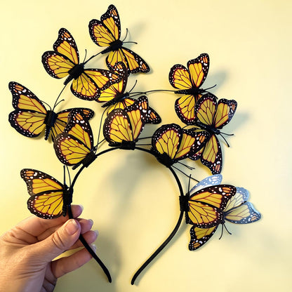 Butterfly Headband for Women – 3D Monarch Butterfly Crown | Festival, Garden Party, Boho Hair Accessory (Multiple Colors)