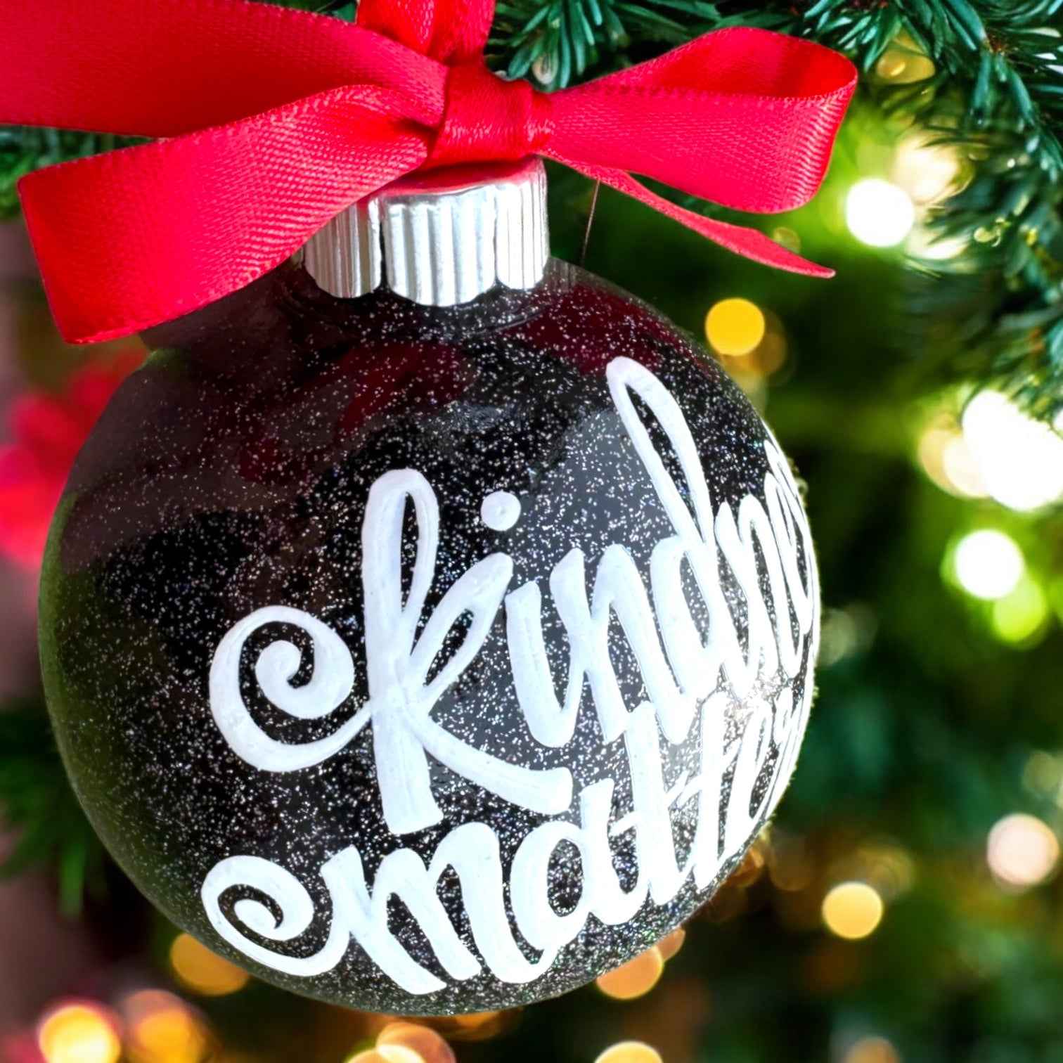 Kindness Matters Ornament – Hand-Painted Thank You Christmas Ornament, Personalized Holiday Keepsake Gift