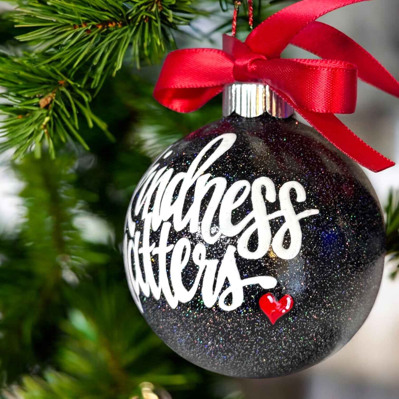 Kindness Matters Ornament – Hand-Painted Thank You Christmas Ornament, Personalized Holiday Keepsake Gift