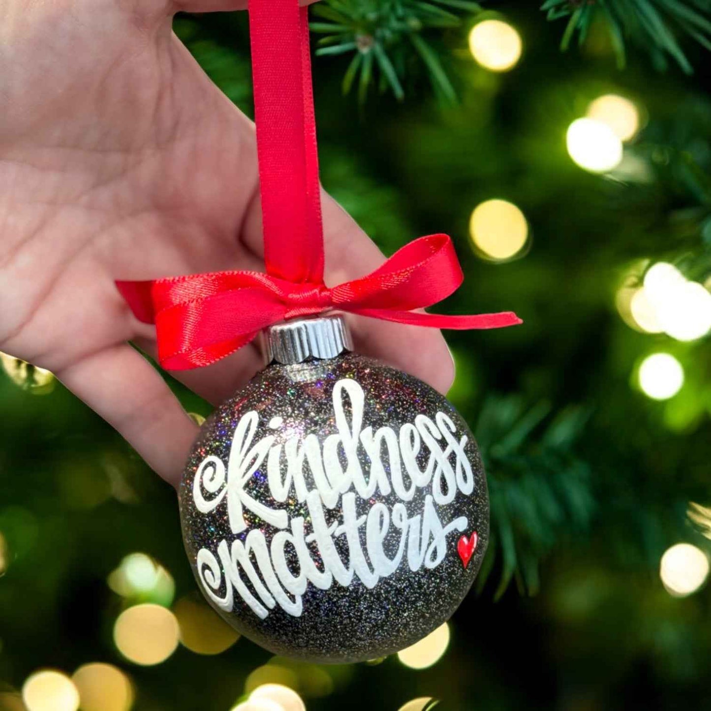 Kindness Matters Ornament – Hand-Painted Thank You Christmas Ornament, Personalized Holiday Keepsake Gift