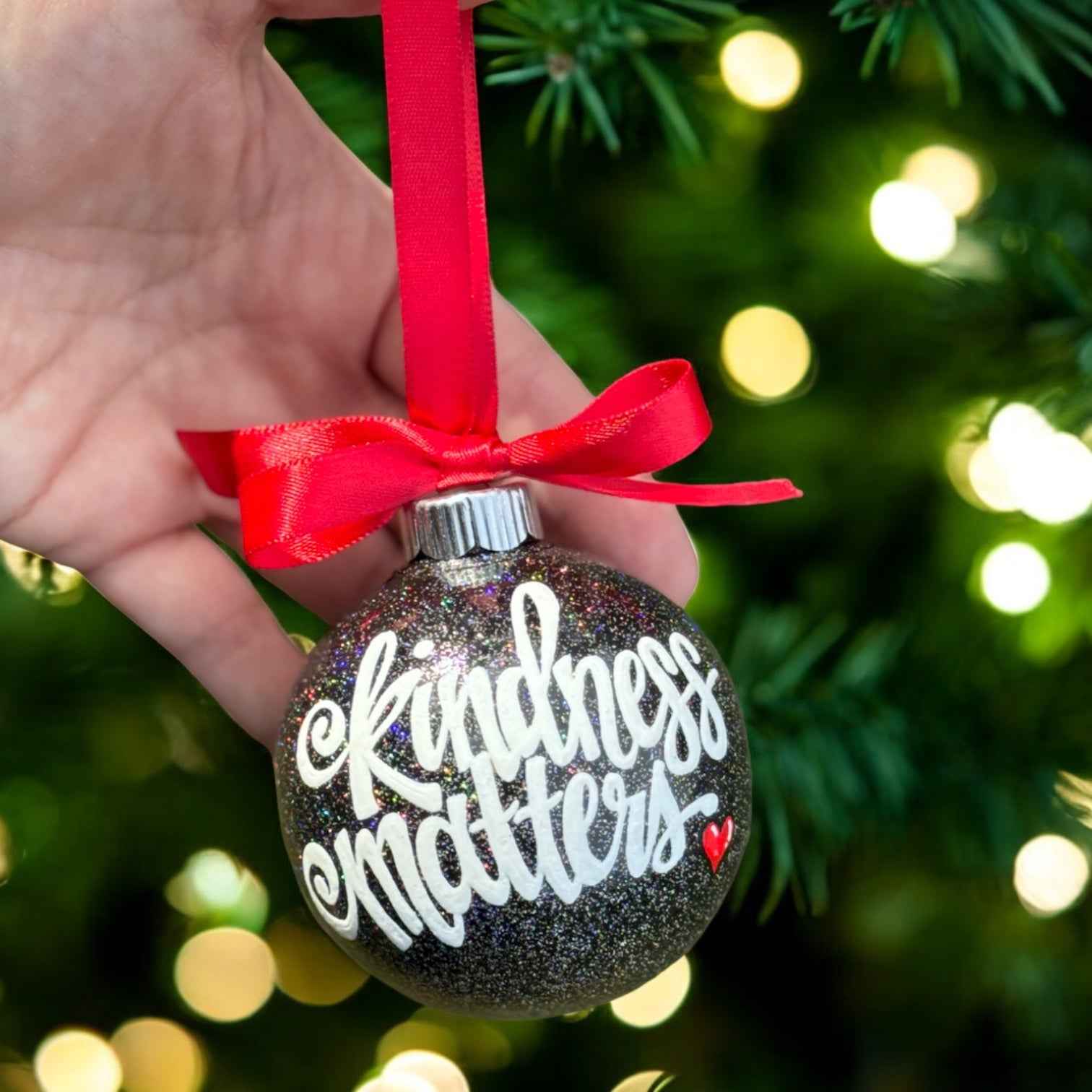 Kindness Matters Ornament – Hand-Painted Thank You Christmas Ornament, Personalized Holiday Keepsake Gift
