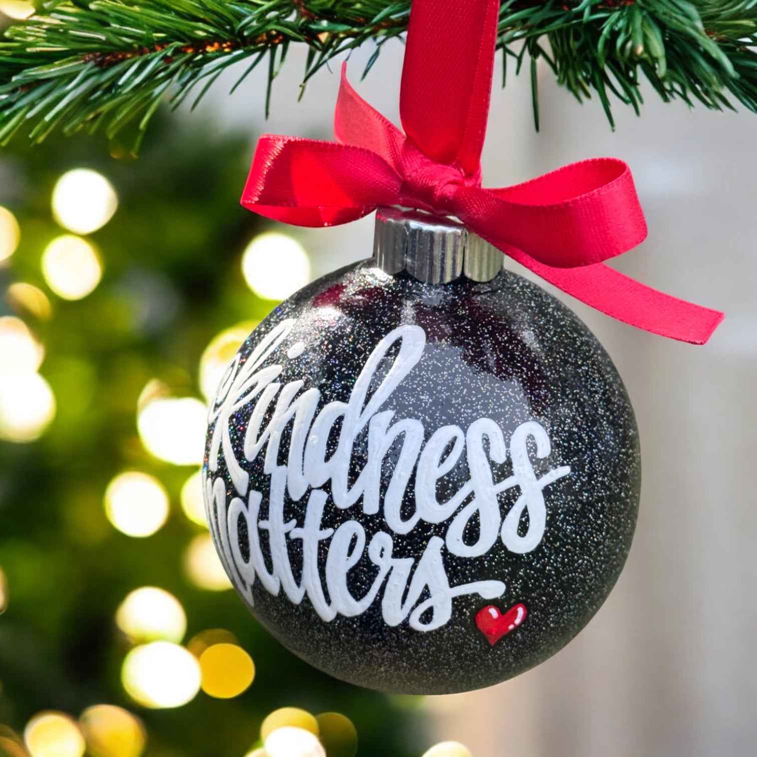 Kindness Matters Ornament – Hand-Painted Thank You Christmas Ornament, Personalized Holiday Keepsake Gift