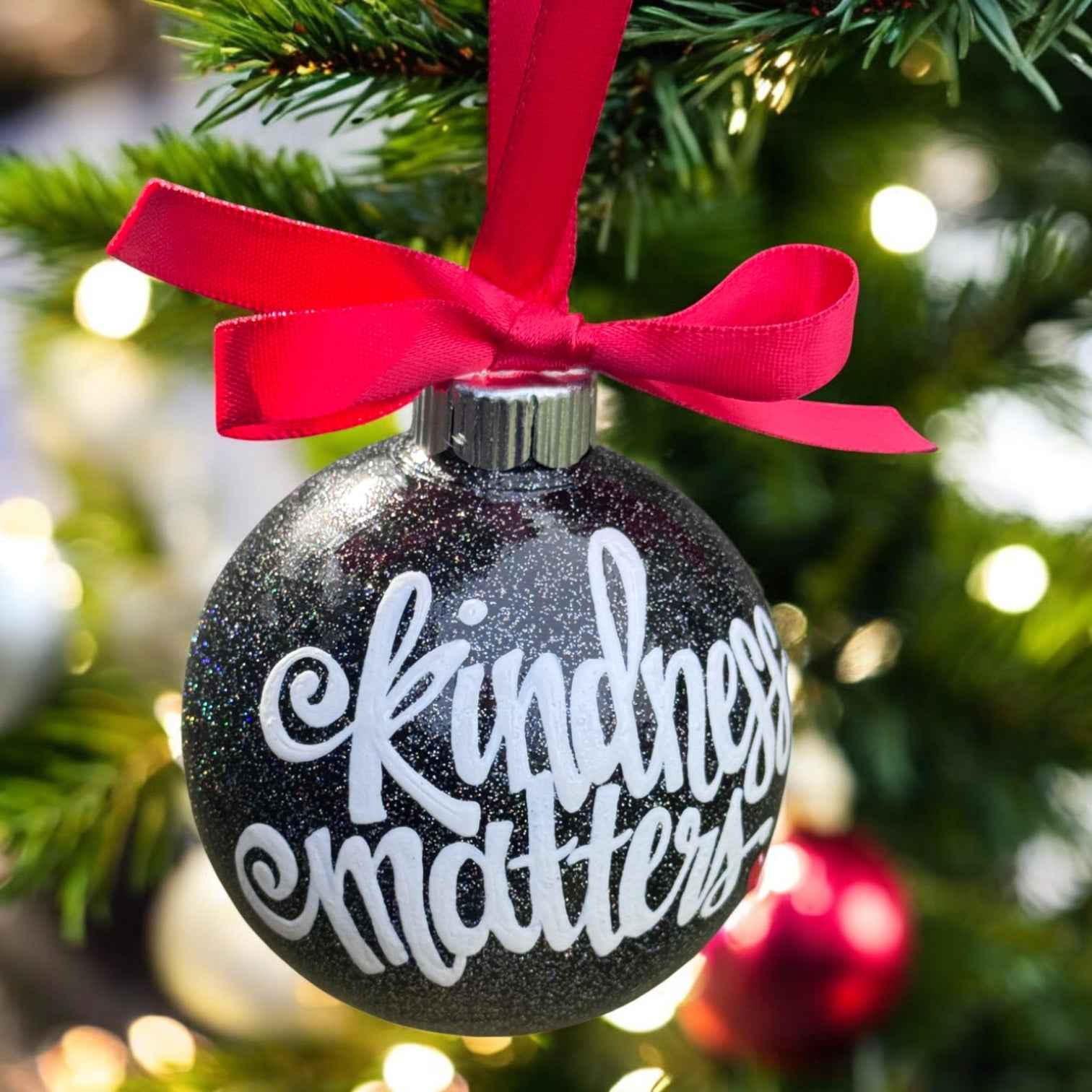 Kindness Matters Ornament – Hand-Painted Thank You Christmas Ornament, Personalized Holiday Keepsake Gift