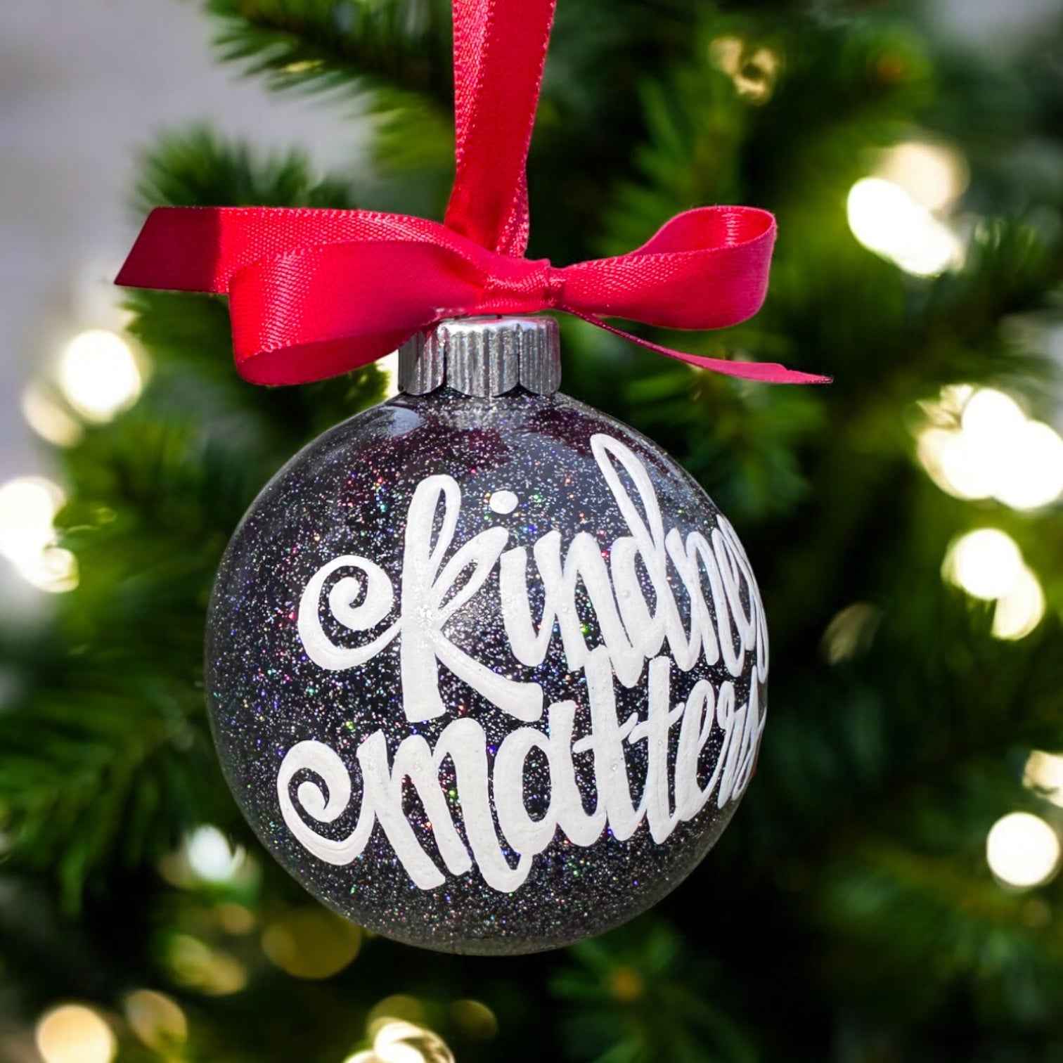 Kindness Matters Ornament – Hand-Painted Thank You Christmas Ornament, Personalized Holiday Keepsake Gift