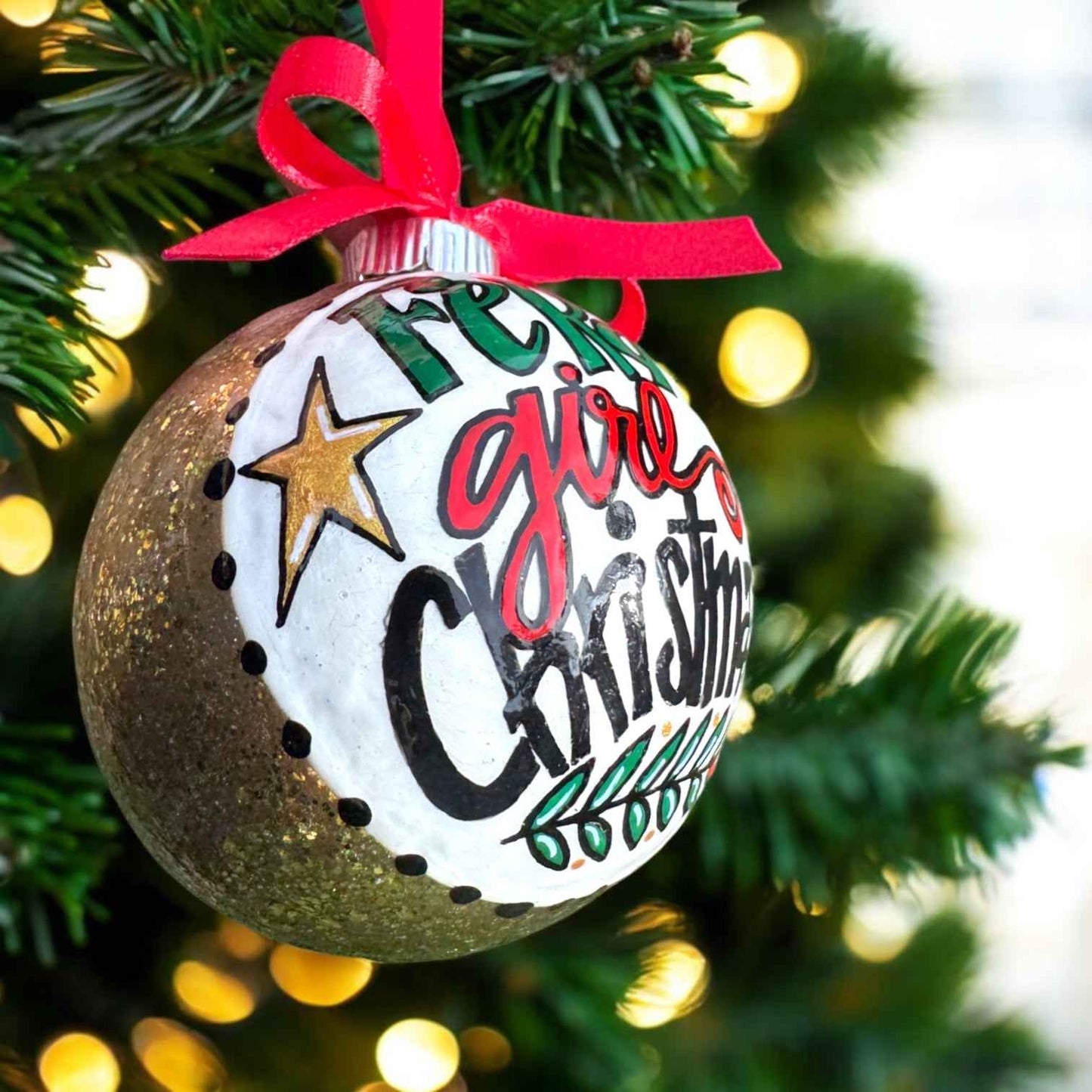 Feral Girl Christmas Ornament – Funny Hand-Painted Holiday Ornament, Personalized Gag Gift for Besties