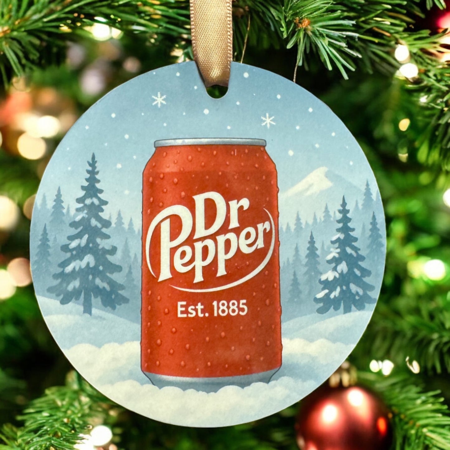Crispy Dr Pepper Christmas Ornament – Funny Holiday Gift for Soda Lovers | Customizable Can or Bottle Design