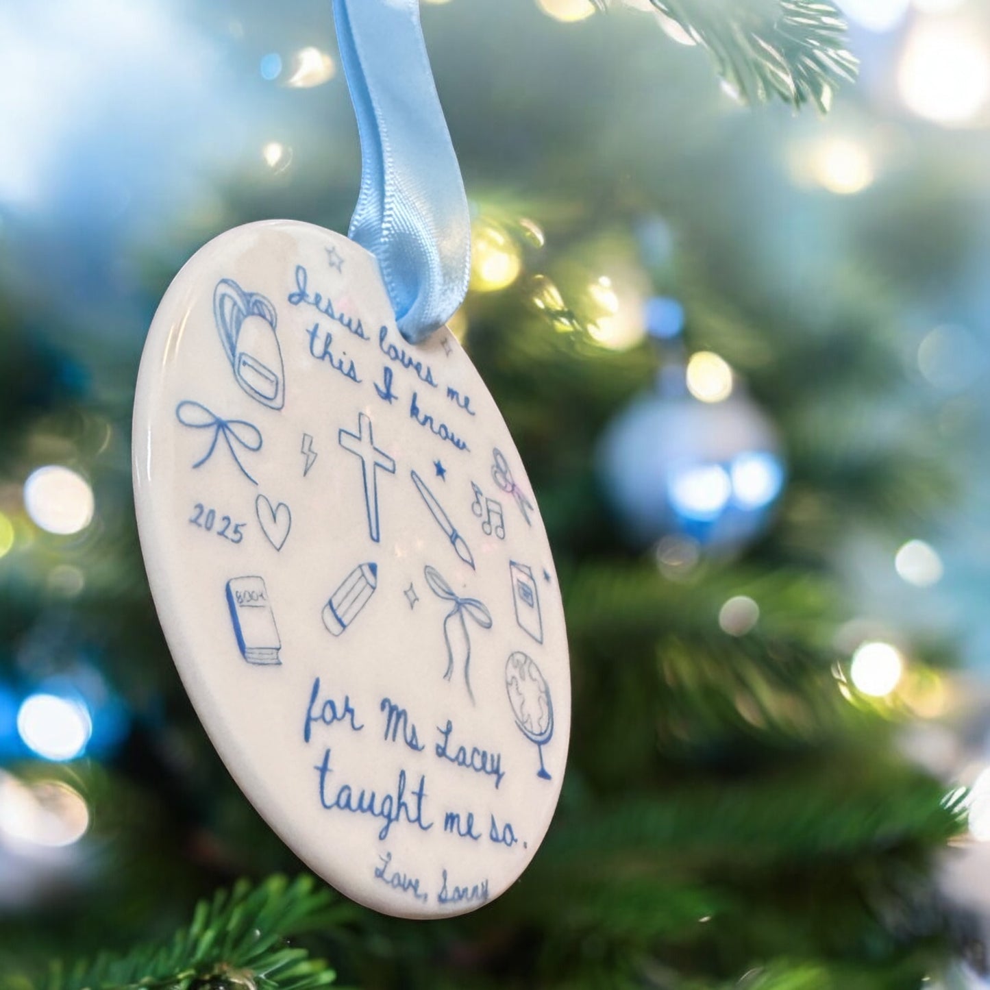 “Jesus Loves Me, This I Know” Personalized Teacher Ornament