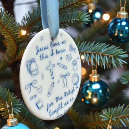 “Jesus Loves Me, This I Know” Personalized Teacher Ornament
