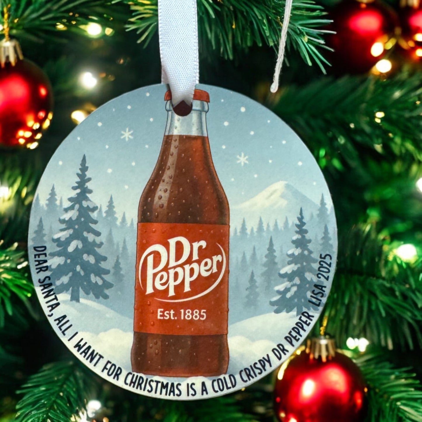 Crispy Dr Pepper Christmas Ornament – Funny Holiday Gift for Soda Lovers | Customizable Can or Bottle Design