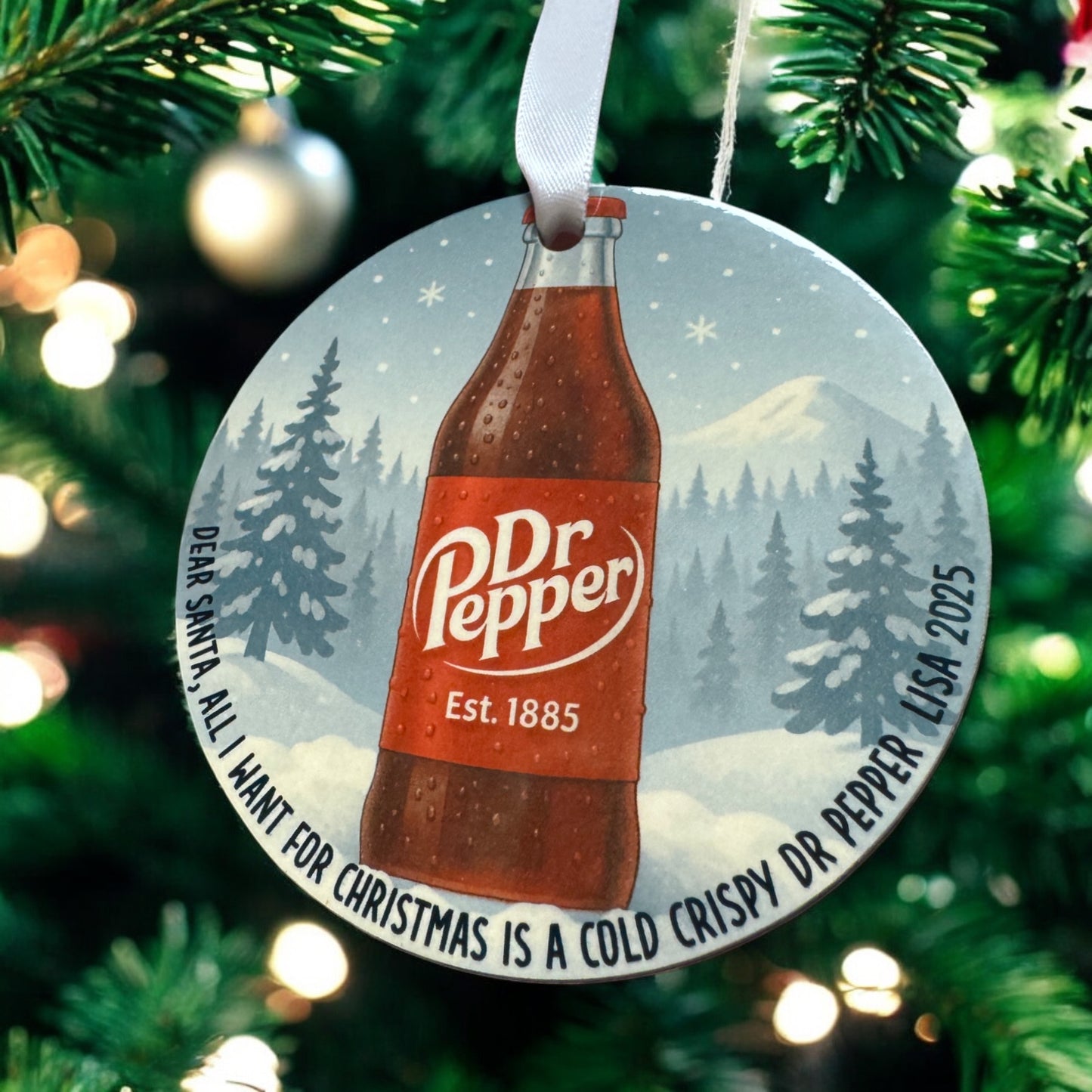 Crispy Dr Pepper Christmas Ornament – Funny Holiday Gift for Soda Lovers | Customizable Can or Bottle Design