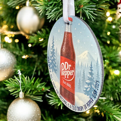 Crispy Dr Pepper Christmas Ornament – Funny Holiday Gift for Soda Lovers | Customizable Can or Bottle Design