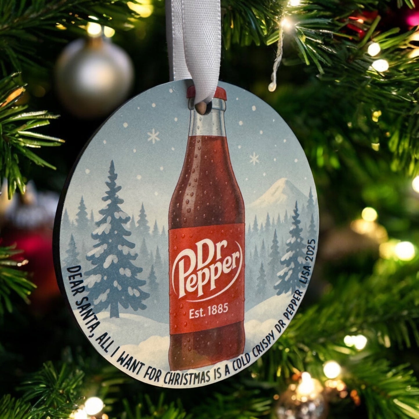 Crispy Dr Pepper Christmas Ornament – Funny Holiday Gift for Soda Lovers | Customizable Can or Bottle Design