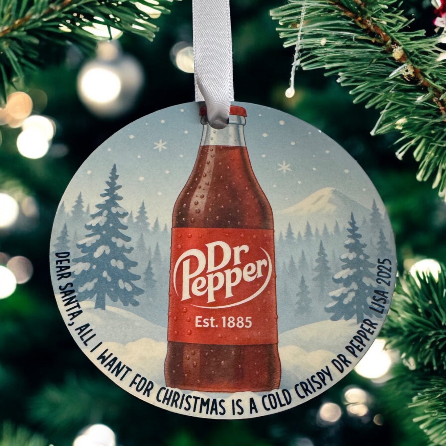 Crispy Dr Pepper Christmas Ornament – Funny Holiday Gift for Soda Lovers | Customizable Can or Bottle Design