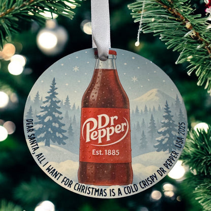 Crispy Dr Pepper Christmas Ornament – Funny Holiday Gift for Soda Lovers | Customizable Can or Bottle Design