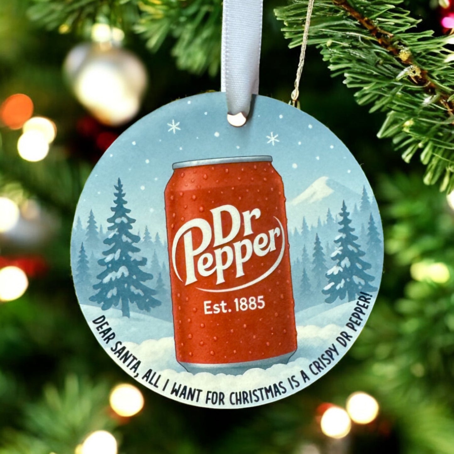 Crispy Dr Pepper Christmas Ornament – Funny Holiday Gift for Soda Lovers | Customizable Can or Bottle Design