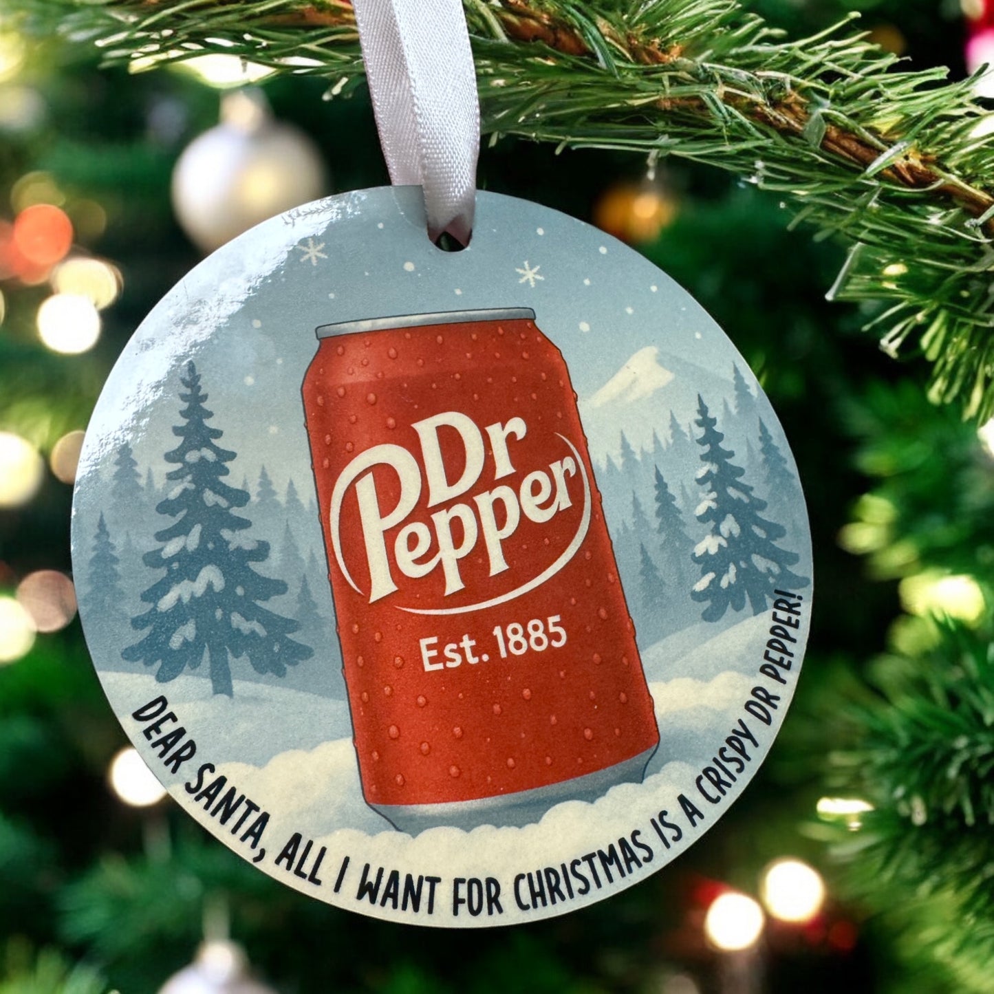 Crispy Dr Pepper Christmas Ornament – Funny Holiday Gift for Soda Lovers | Customizable Can or Bottle Design