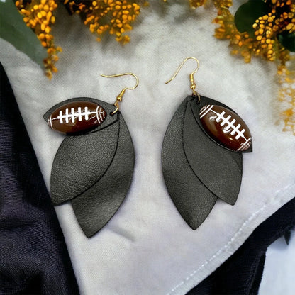 Friday Night Lights + Dance Vibes: Black Layered Football Charm Earrings