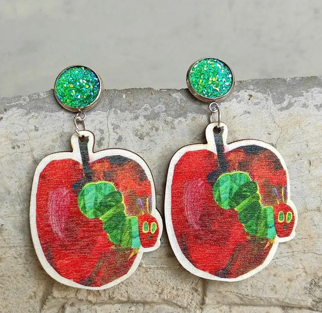 Chomp into Charm – Hungry Caterpillar Teacher Earrings - Rhythms of Grace Creative