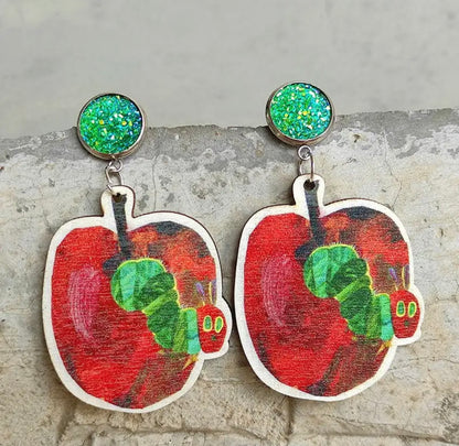 Chomp into Charm – Hungry Caterpillar Teacher Earrings - Rhythms of Grace Creative