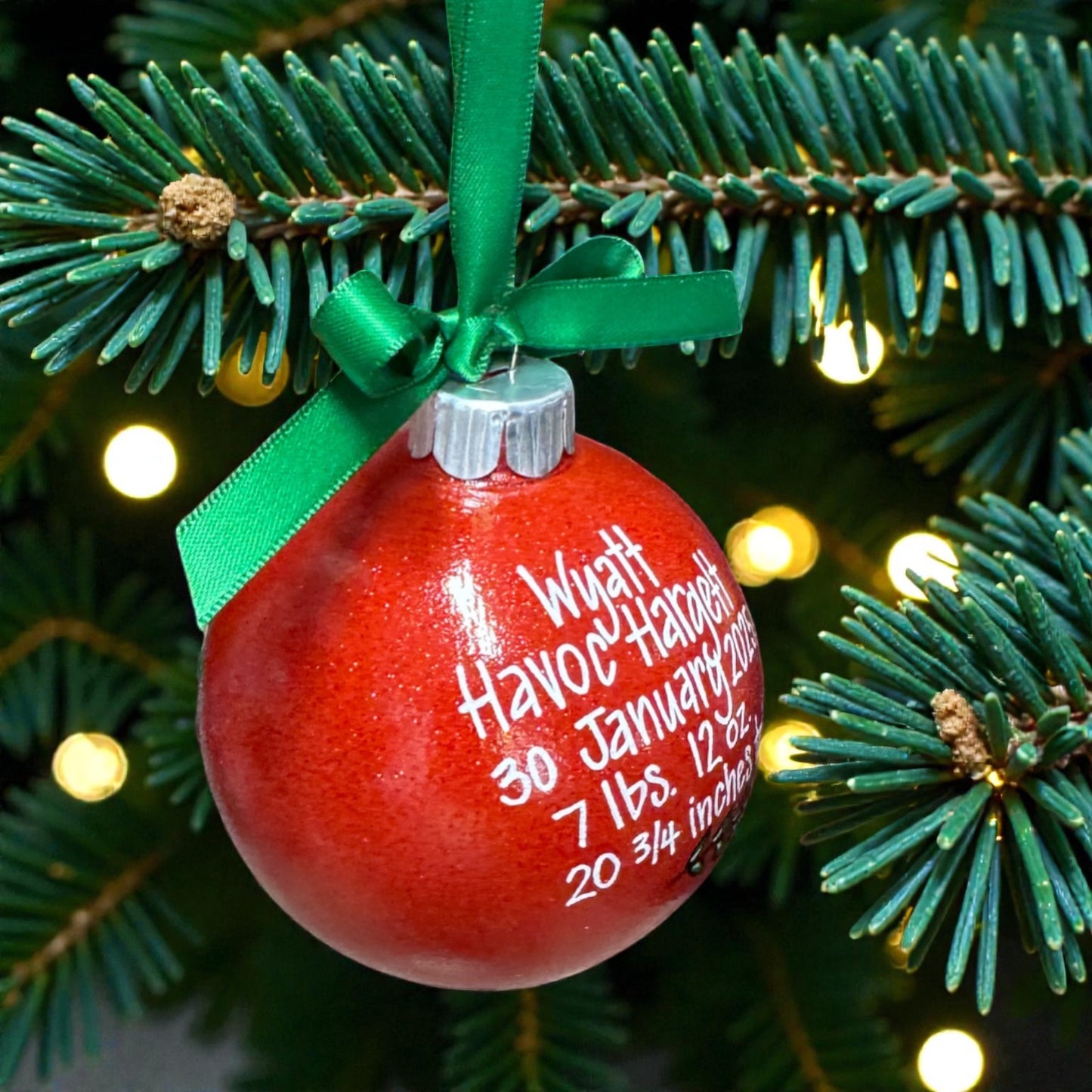 Baby’s First Christmas Ornament | Personalized Keepsake Bauble | Hand-Painted Sparkly Holiday Decoration